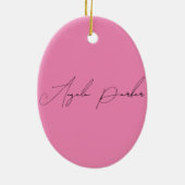 Handschrift Schlicht Einfach rosa Beruflicher Name Keramik Ornament (Hinten)