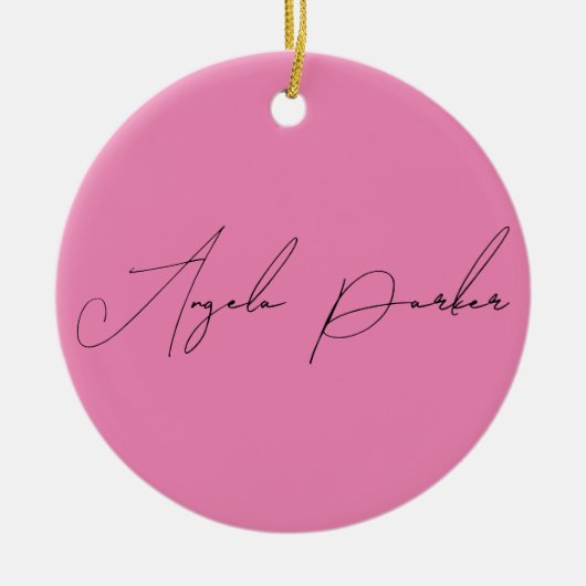 Handschrift Schlicht Einfach rosa Beruflicher Name Keramik Ornament (Vorne)