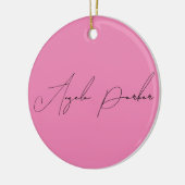 Handschrift Schlicht Einfach rosa Beruflicher Name Keramik Ornament (Links)