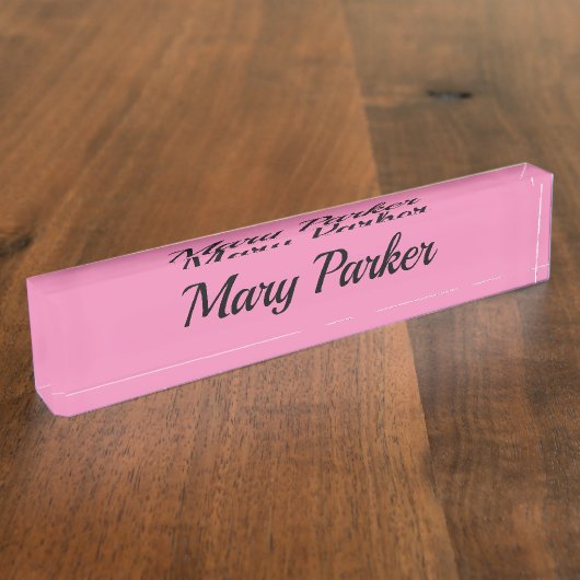 Handschrift Schlicht Einfach rosa Beruflicher Name Namensplakette (Seite)