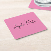 Handschrift Schlicht Einfach rosa Beruflicher Name Rechteckiger Pappuntersetzer (angewinkelt)