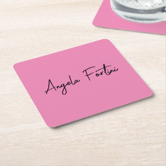Handschrift Schlicht Einfach rosa Beruflicher Name Rechteckiger Pappuntersetzer (angewinkelt)