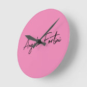 Handschrift Schlicht Einfach rosa Beruflicher Name Runde Wanduhr (Winkel)