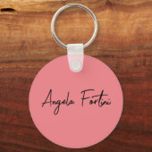 Handschrift Schlicht Einfach rosa Beruflicher Name Schlüsselanhänger (Rückseite)