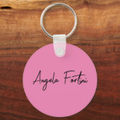 Handschrift Schlicht Einfach rosa Beruflicher Name Schlüsselanhänger (Vorderseite)