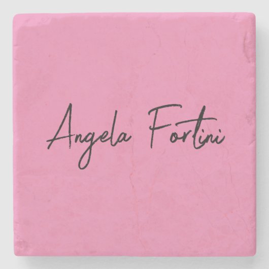 Handschrift Schlicht Einfach rosa Beruflicher Name Steinuntersetzer (Vorderseite)