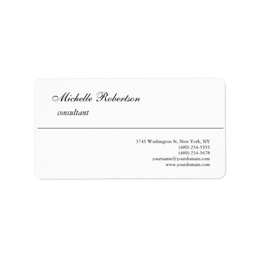 Handschrift Schwarz-weiß Schlicht Minimalistisch Adressaufkleber (Vorne)