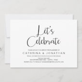 Handschrift, schwarze Schrift, Engagement Einladung (Vorderseite)