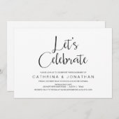 Handschrift, schwarze Schrift, Engagement Einladung (Vorne/Hinten)