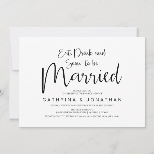 Handschrift, schwarze Schrift, Engagement-Partei Einladung (Vorderseite)