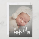 Handschrift Script Custom Baby Shower Foto Dankeskarte (Vorderseite)