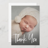 Handschrift Script Custom Baby Shower Foto Dankeskarte (Vorne/Hinten)