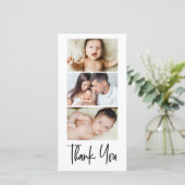 Handschrift Script Foto Strip Babydusche Dankeskarte (Stehend Vorderseite)