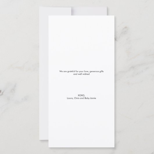 Handschrift Script Foto Strip Babydusche Dankeskarte (Rückseite)