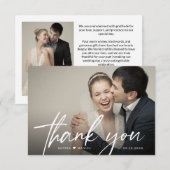 Handschrift Script Heart Wedding Foto Dankeskarte (Vorne/Hinten)