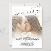 Handschrift Sie sind eingeladen Foto Hochzeit Magneteinladung (Vorderseite)