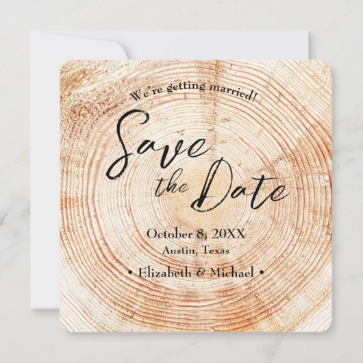 Handschrift Skript rustic Wood Print Wedding Inv Einladung (Vorderseite)