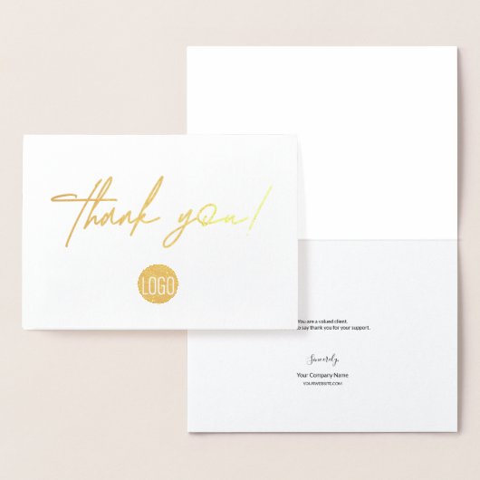Handschrift Stilvolles Firmenlogo Danke Gold Folienkarte (Anzeige)
