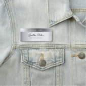 Handschrift Text Elegante Silver Template Moderne Namensschild (Beispiel)