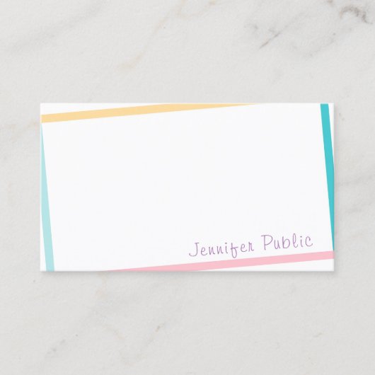 Handschrift Text kreativ farbenfrohe moderne Desig Visitenkarte (Vorderseite)