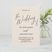 Handschrift Typografie einfach die Hochzeit von Cr Einladung (Stehend Vorderseite)