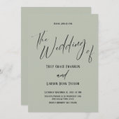 Handschrift Typografie einfach die Hochzeit von Sa Einladung (Vorne/Hinten)