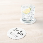 Handschrift Typografie Save the Date Schwarz/Weiß Untersetzer (Vor Ort)