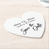 Handschrift Typografie Schwarz/Weiß Save the Date Untersetzer (angewinkelt)