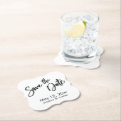 Handschrift Typografie Schwarz/Weiß Save the Date Untersetzer (Vor Ort)