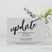 Handschrift verzögert Hochzeit Graue Ankündigung (Stehend Vorderseite)