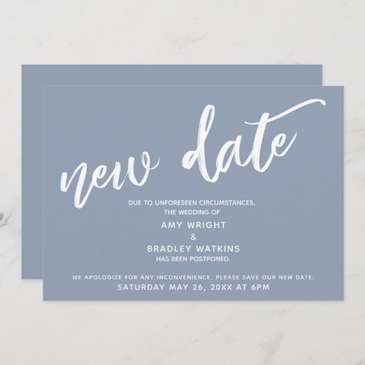 Handschrift verzögert Hochzeit neues Datum Dusty B Einladung (Vorne/Hinten)