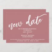 Handschrift verzögert Hochzeitstag Neudatum Dusty Einladung (Vorne/Hinten)