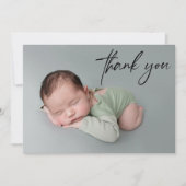 Handschrift Vielen Dank Script Custom Baby Foto Ankündigung (Vorderseite)
