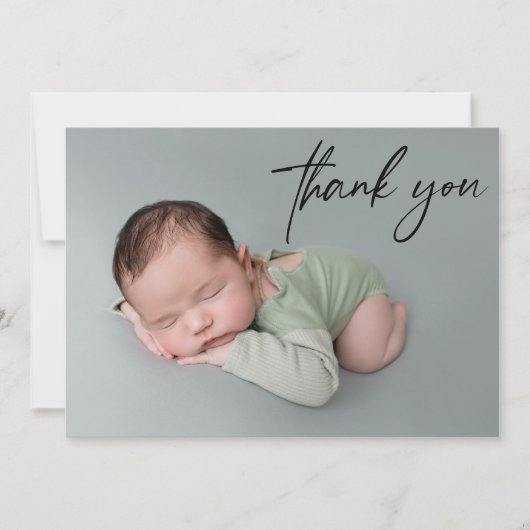 Handschrift Vielen Dank Script Custom Baby Foto Ankündigung (Vorderseite)