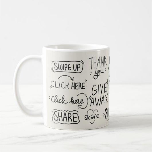 Handschrift: Vintages Doodle-Set. Kaffeetasse (Links)