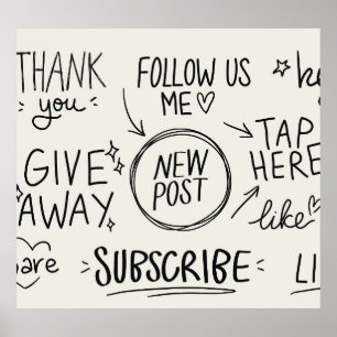 Handschrift: Vintages Doodle-Set. Poster