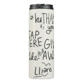 Handschrift: Vintages Doodle-Set. Thermosbecher (Rückseite)