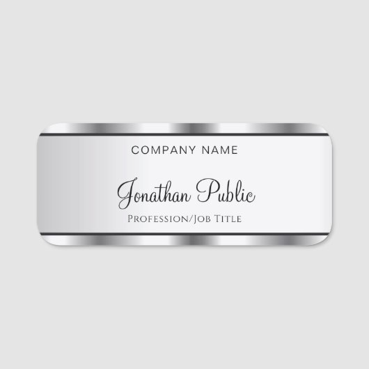 Handschrift von Skripttext Elegante Moderne Vorlag Namensschild (Vorderseite)