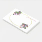 Handschrift Watercolor-Blume Goldrahmen-Vorlage Post-it Klebezettel (angewinkelt)