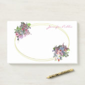 Handschrift Watercolor-Blume Goldrahmen-Vorlage Post-it Klebezettel (Auf Schreibtisch)