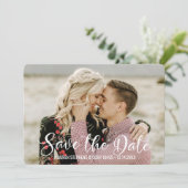 Handschrift, weiß und schwarz save the date (Stehend Vorderseite)