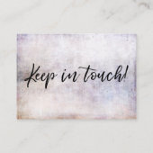 Handschrift "Wir haben uns bewegt" auf Lila-Hued G Visitenkarte (Rückseite)