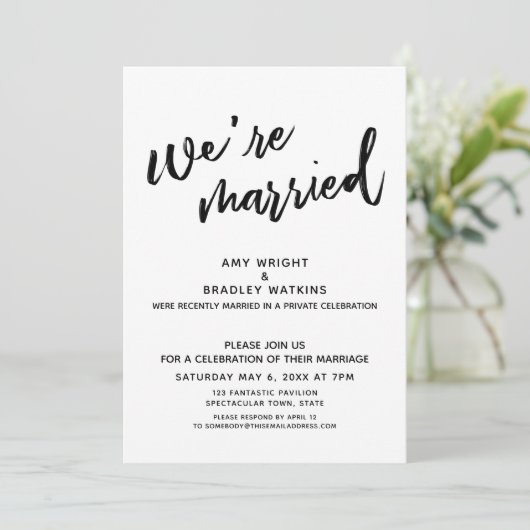 Handschrift Wir sind Verheiratet nach Hochzeiten Einladung (Stehend Vorderseite)