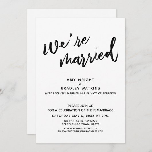 Handschrift Wir sind Verheiratet nach Hochzeiten Einladung (Vorne/Hinten)