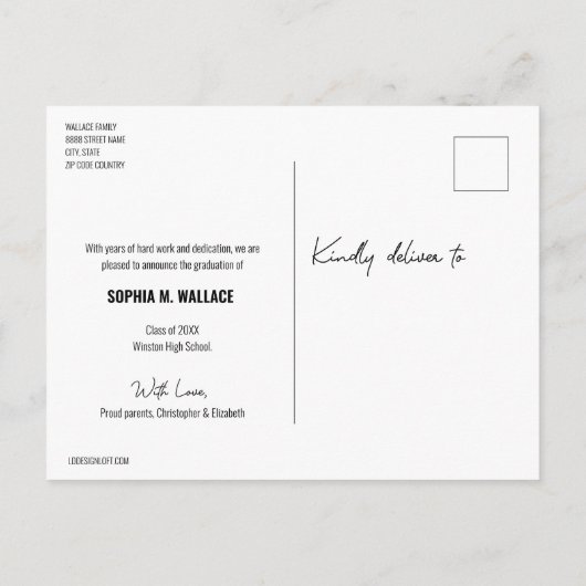 Handschriftenarbeit für kundenspezifische Fotos Ankündigungspostkarte (Rückseite)