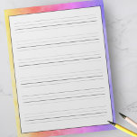 Handschriftenblätter | Regenbogen Notizblock<br><div class="desc">Mit diesem großformatigen Papierpad mit farbenprächtigem Regenbogen-Aquarellhintergrund können Schüler und Erwachsene sowohl Print- als auch Kursivhandschriften üben. Jede Seite enthält 6 Zeilen für das Schreiben,  wobei eine erweiterte Absteigelinie für das Üben aller Groß- und Kleinschreibung verwendet wird. Ideal für Unterricht,  Hausaufgaben,  Arbeit,  Zuhause und Klassenzimmer.</div>