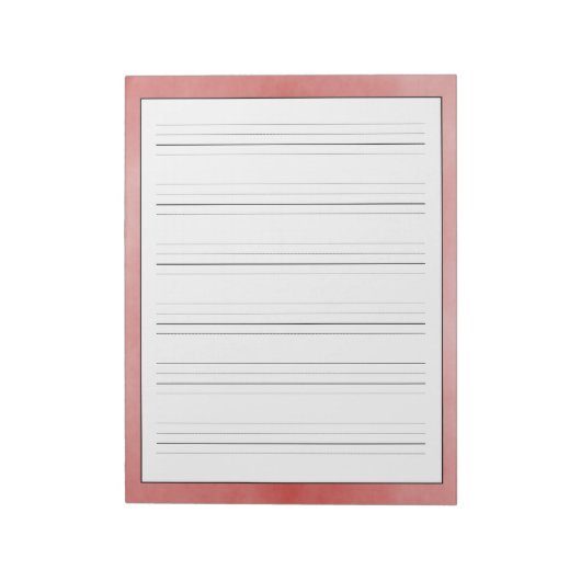 Handschriftenblätter Rustikales rotes Design Notizblock (Rotiert)