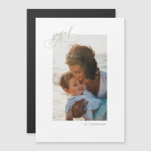 Handschriftenkunde Minimalistische Urlaubsfotokart Magneteinladung (Vorne/Hinten)