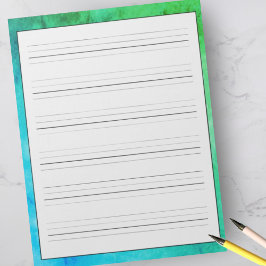 Handschriftenpraxis Blätter Green Blue Watercolor Notizblock