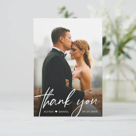 Handschriftenschrift Einfache moderne Hochzeitssti Dankeskarte (Stehend Vorderseite)